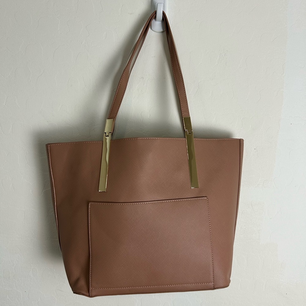 Miztique Brown Tote with Gold Details